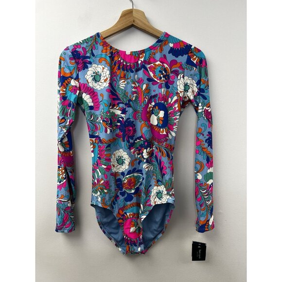 KATE SPADE Long Sleeve Swimsuit Back Zip Rash Guard Spring Water Pink Sz S NWT - Picture 8 of 9